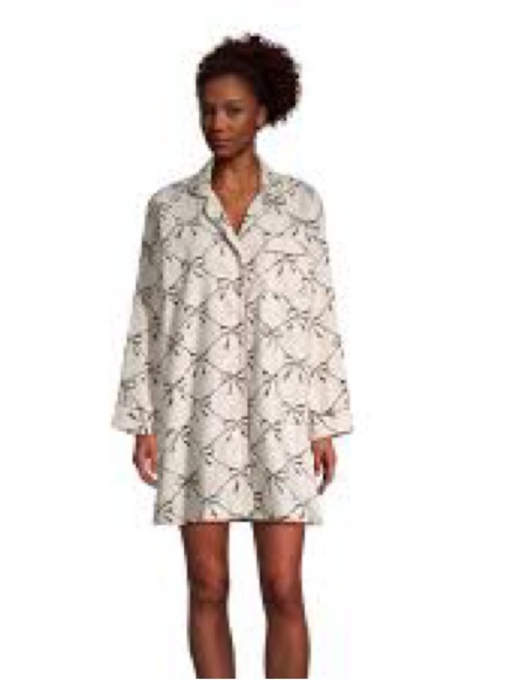NWT World Market Black and White Bow Flannel Nightshirt Size L/XL